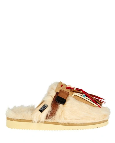 Shop Alanui X Suicoke Faux Fur Slippers In White