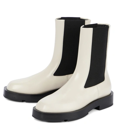 Shop Givenchy Leather Ankle Boots In Ivory