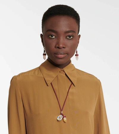 Chloé Leather, Gold-tone, Citrine And Ceramic Necklace In Purple - Yellow 1