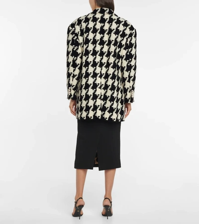 Shop Dolce & Gabbana Houndstooth Wool-blend Coat In Pied De Poule