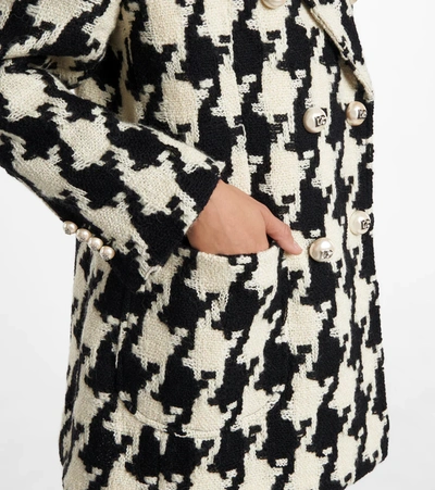 Shop Dolce & Gabbana Houndstooth Wool-blend Coat In Pied De Poule