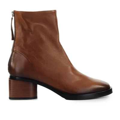 Shop Halmanera Palma Light Brown Leather Heeled Ankle Boot In Cuoio