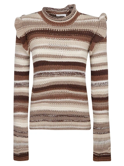 Shop Chloé Ruffled Detail Sweater In Multicolor