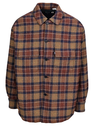 Shop Levi's Checked Shirt Jacket In Brown Check