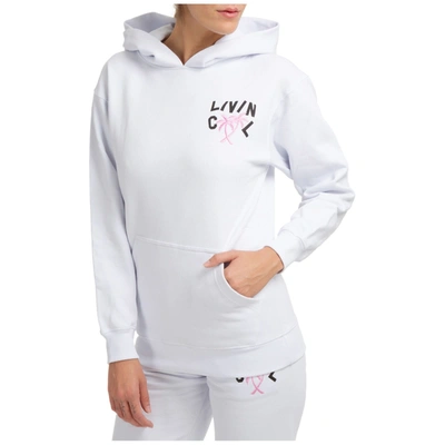 Shop Livincool Band Logo Hoodie In Bright White