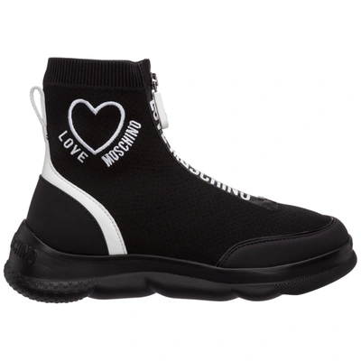 Shop Love Moschino Midi Platform High-top Sneakers In Nero