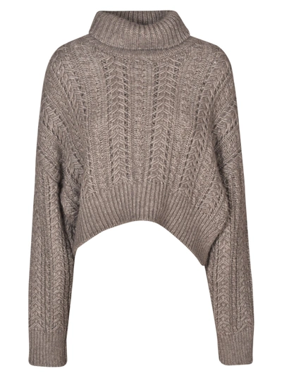Shop Mrz Cropped Ribbed Sweater In Dove Grey