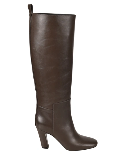 Shop Erika Cavallini Square Heel Over-the-knee Boots In Brown