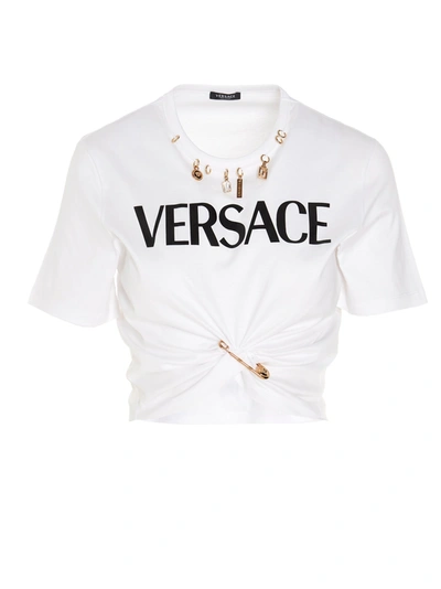 Shop Versace T-shirt In Black&white 