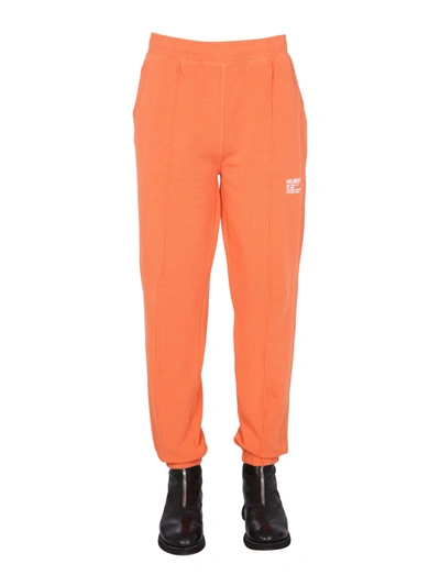 Helmut Lang Logo-print Tapered Joggers In Arancione
