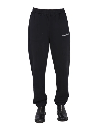 Shop Helmut Lang Jogging Pants With Embroidered Logo In Nero