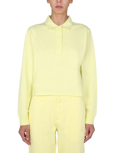 Shop Helmut Lang Polo Shirt With Embroidered Logo In Giallo