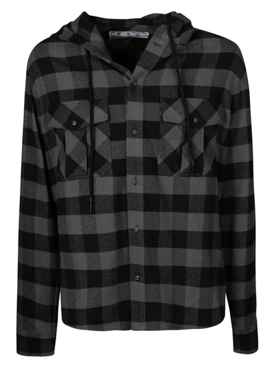 Shop Off-white Arrow Hoodie Flannel Shirt In Light Grey
