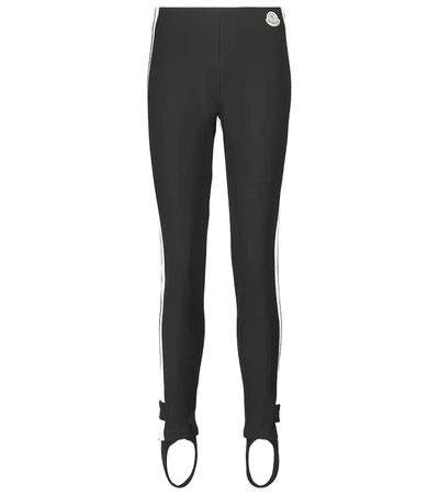 Shop Moncler Mid-rise Jersey Stirrup Leggings In Black