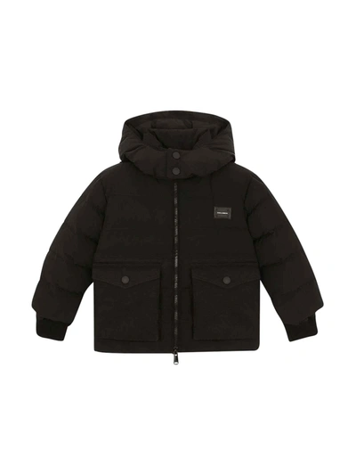 Shop Dolce & Gabbana Black Down Jacket In Nero