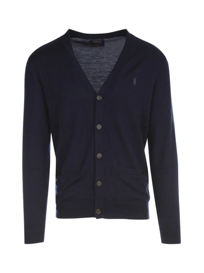 POLO RALPH LAUREN MERINO WOOL L/S CARDIGAN 710.763372.002 002 HUNTER NAVY