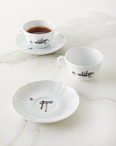 Off White C/o Ginori Porcelain Tea Cup & Saucer Set