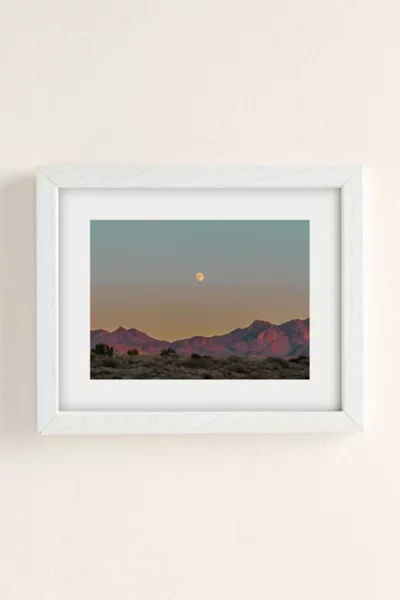 Shop Urban Outfitters Desertxpalm Sunset Moon Ridge Art Print In White Wood Frame At