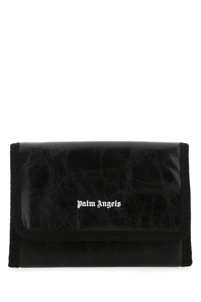 Shop Palm Angels Black Leather Wallet  Black  Uomo Tu