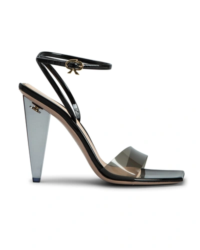 Shop Gianvito Rossi Odyssey Transparent Cone-heel Sandals In Black