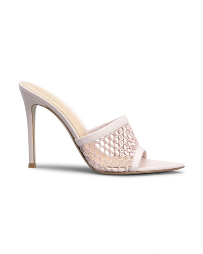 Shop Gianvito Rossi 105mm Mesh Net Slide Sandals In Rosa
