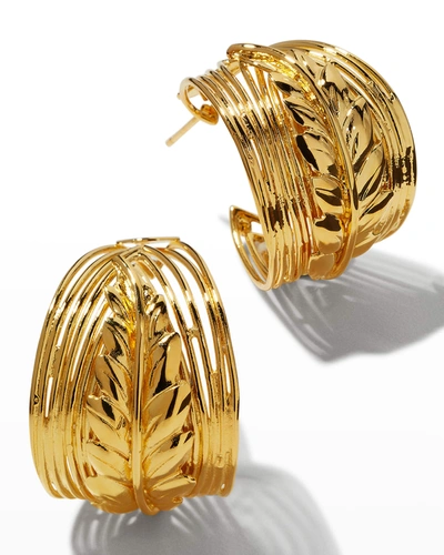 Shop Gas Bijoux Creole Wave Hoops Earrings In Gold