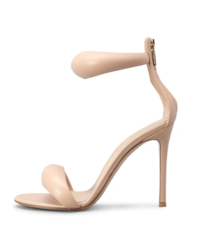 Shop Gianvito Rossi Bijoux 105mm Puffy Napa Ankle-cuff High-heel Sandals In Peach