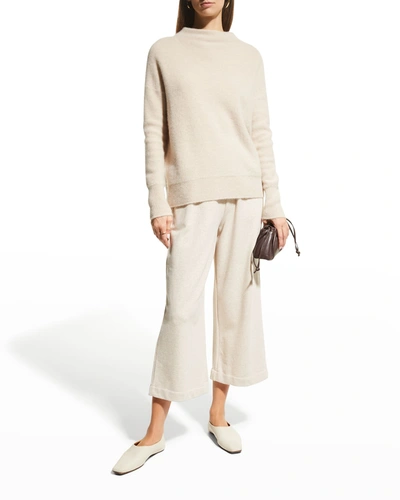 Shop Vince Boiled Cashmere Funnel-neck Pullover In White Sand