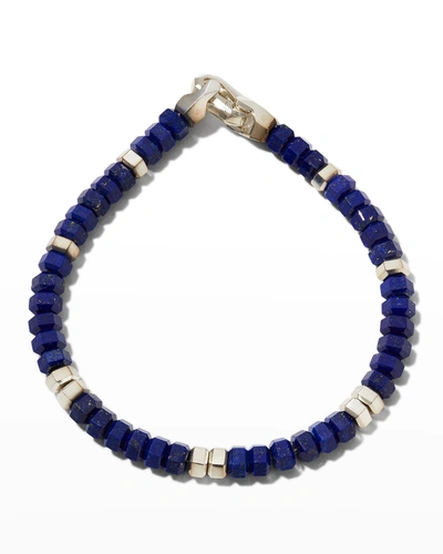 Shop David Yurman Men's 6mm Spiritual Beads Hex Bracelet In Lapis