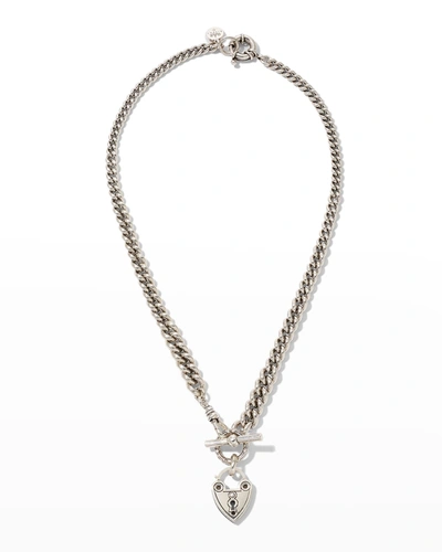 Shop Gas Bijoux Locked Heart Necklace In Silver