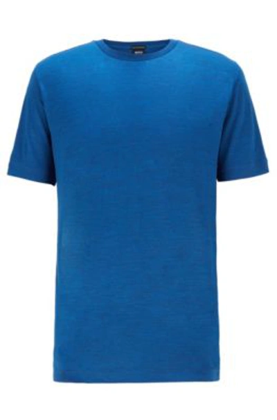 Shop Hugo Boss Crew Neck T Shirt In Traceable Italian Virgin Wool In Dark Blue