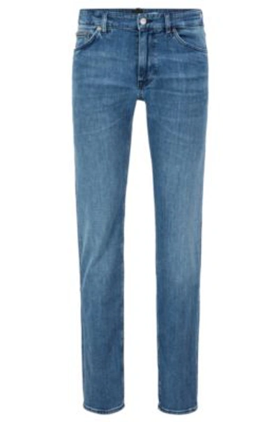 Shop Hugo Boss Regular-fit Jeans In Blue Cashmere-touch Denim- Blue Men's Jeans Size 34/34