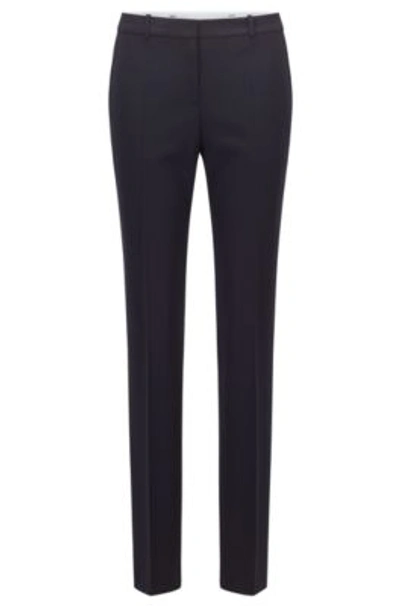 Hugo Boss High-waisted Regular-fit Pants In Stretch Wool- Light Blue  Women's Formal Pants Size 6 In Dark Blue | ModeSens