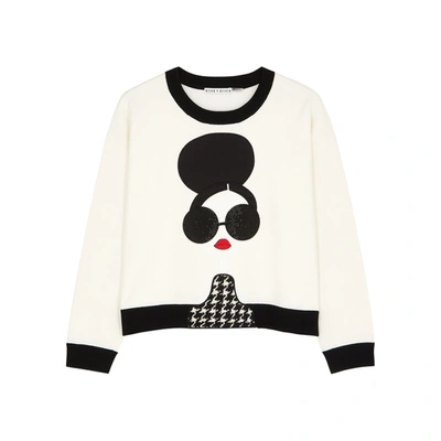 Alice And Olivia Gleeson Appliqu d Wool blend Jumper In White