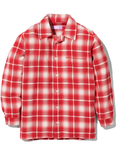 Shop Erl Check-pattern Flannel Shirt In Red