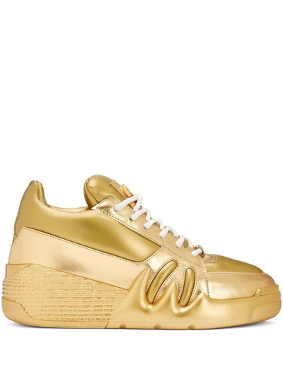 Shop Giuseppe Zanotti Talon Metallic Mid-top Sneakers In Gold