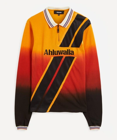 Shop Ahluwalia Deep Heat Embroidered Polo Shirt In Yellow/red/black