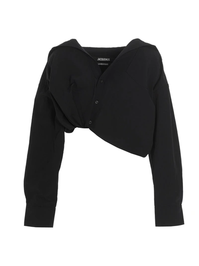Shop Jacquemus Mejean Cropped Shirt In Black