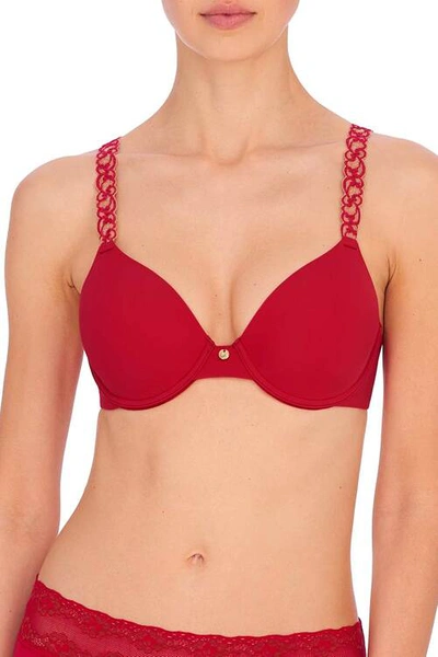Shop Natori Intimates Pure Luxe Full Fit Soft & Comfortable T-shirt Bra In Chili/glow