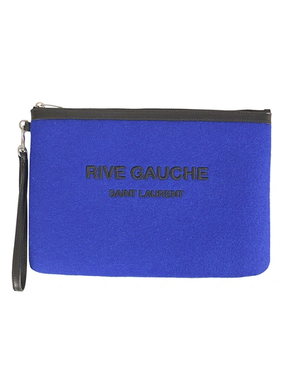 Shop Saint Laurent Rive Gauche Clutch In Blue/black