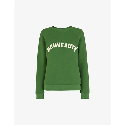 Whistles Womens Green Nouveaute Embroidered Cotton-jersey Sweatshirt Xs |  ModeSens