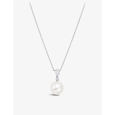 Shop Bucherer Fine Jewellery Womens White Gold Collier 18ct White-gold, Pearl And 0.1ct Diamond Necklace