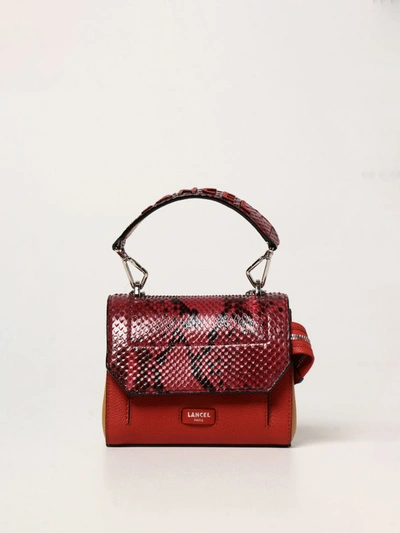 Shop Lancel Ninon  Bag In Grained Leather And Python In Orange