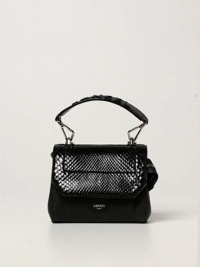 Shop Lancel Ninon  Bag In Grained Leather And Python In Black