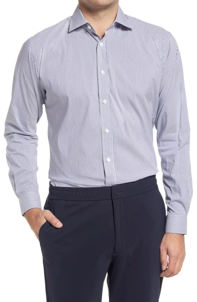 Shop Alton Lane Mason Tailored Fit Check Stretch Button-up Shirt In Navy Bengal