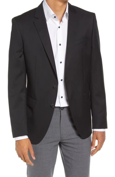 Shop Hugo Boss Boss Slim Fit Solid Wool Suit Jacket In Black