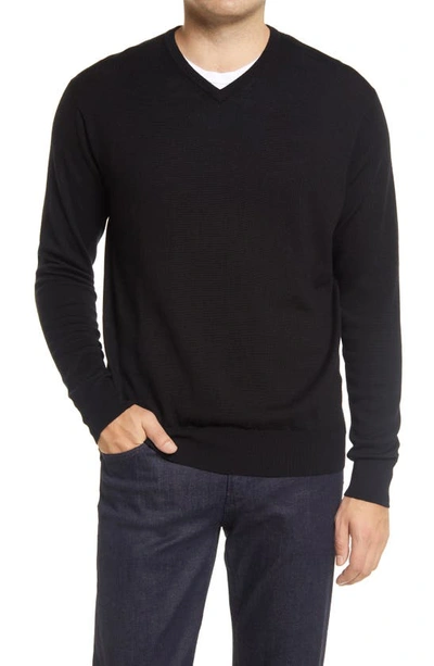 Shop Peter Millar Crown Wool & Silk V-neck Sweater In Black