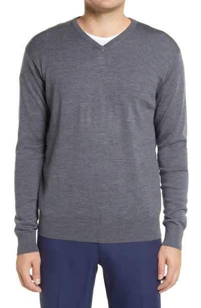 Shop Peter Millar Crown Wool & Silk V-neck Sweater In Charcoal