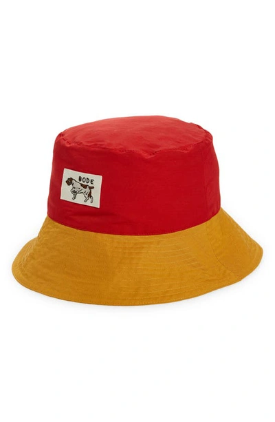 Shop Bode Monday Colorblock Bucket Hat In Yellow/ Red