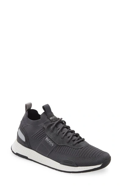 Shop Hugo Boss Titanium Sneaker In Dark Grey